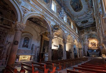 Matera, Italy - Interior of Matera Cathedral - Cattedrale Basilica Pontificia di Maria Santissima della Bruna (Madonna delle Grazie) . Duomo. capital of culture 2019 and unesco site