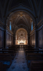 Matera, Italy - Interior of Matera Cathedral - Cattedrale Basilica Pontificia di Maria Santissima della Bruna (Madonna delle Grazie) . Duomo. capital of culture 2019 and unesco site