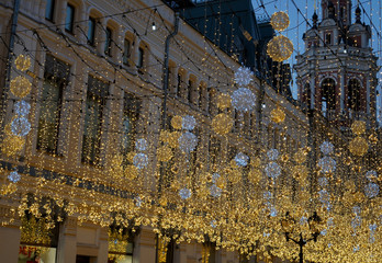 lights in the center of Moscow