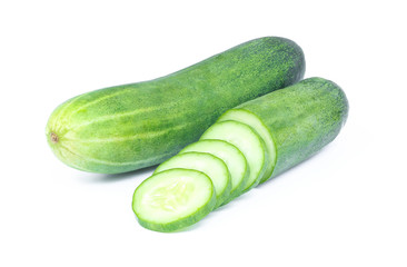 Fresh sliced cucumber isolated on white background.With clipping path..