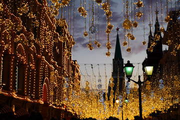 lights in the center of Moscow