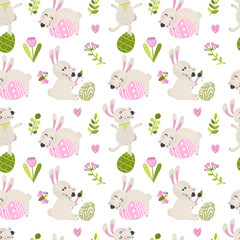 Seamless pattern with Easter bunny