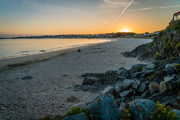 Sunset over Audiernes in Bretagne in France