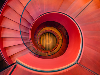 Spiral staircase Modern Architecture detail Red colour Abstract Background