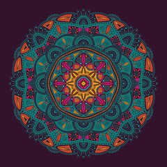 Colorful ornamental floral ethnic mandala