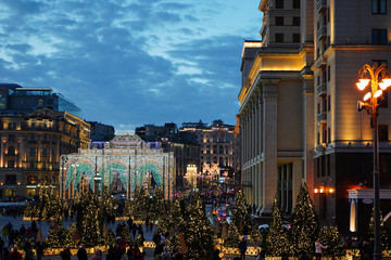 lights in the center of Moscow
