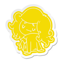 cartoon sticker of a cute kawaii girl