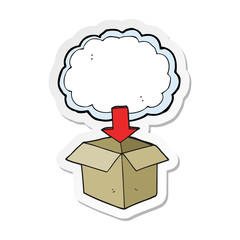 sticker of a cartoon download from the cloud symbol