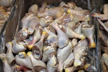 Preparation of chicken wings on chopping board finishing.turkey -