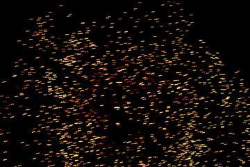 Celebratory fireworks in night time smoky closeup, concept celebration, festival, fun