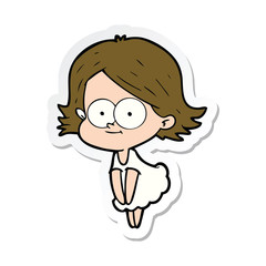 sticker of a happy cartoon girl