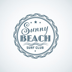 Sunny beach surf club flat logo template