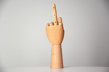 view of hand with offense gesture