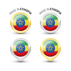 Made in Ethiopia - Round labels with flags