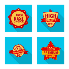 Vector design of emblem and badge sign. Set of emblem and sticker stock symbol for web.