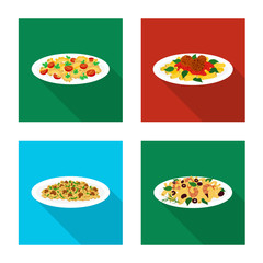 Vector design of pasta and carbohydrate sign. Collection of pasta and macaroni vector icon for stock.