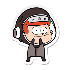Obraz premium sticker of a happy astronaut cartoon