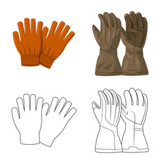 Vector design of glove and winter icon. Collection of glove and equipment vector icon for stock.