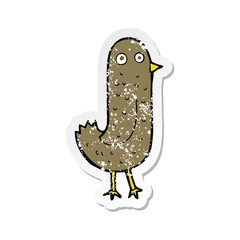 retro distressed sticker of a funny cartoon bird