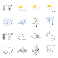 Vector design of weather and climate icon. Collection of weather and cloud stock symbol for web.