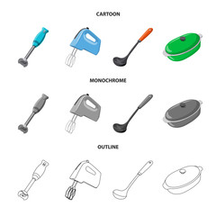 Isolated object of kitchen and cook logo. Collection of kitchen and appliance vector icon for stock.