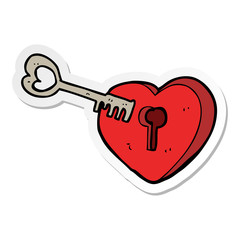 sticker of a cartoon heart with keyhole