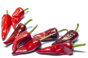 red chili peppers on white background