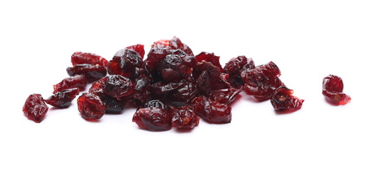 Dried cranberries isolated on white background