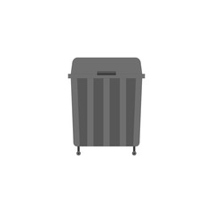 Garbage can icon in flat style. Black trash can isolated on white background. Vector rubbish bag