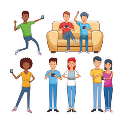 teenagers with technology