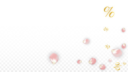 Vector Spring or Summer Sale Background with Petals and Percent for Template Design. Good for Special Hot Holiday Discount Offer, Black Friday, Fashion Promotion Action. Romantic Sakura Illustration
