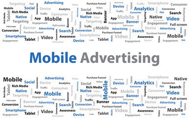 Mobile Advertising. Presentation slide. Vector background