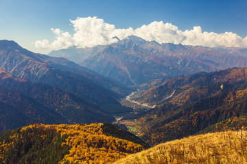 autumn in the Caucasian mountains, Oni district, Georgia Country