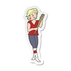 sticker of a cartoon pretty punk girl with baseball bat