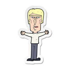 sticker of a cartoon angry man