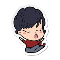 Fototapeta premium sticker of a cartoon woman with eyes shut