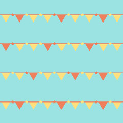 Flat style background of childish and funny flags. Simple object for design baby shower card.