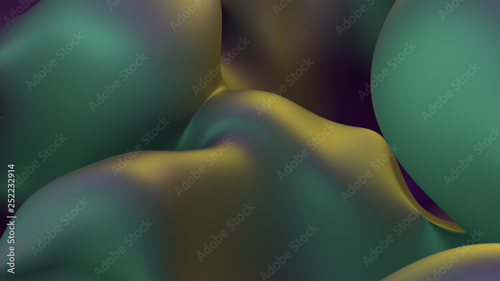 Poster 3d render modern abstract fluid noise background. deformed surface with smooth reflections and shado