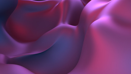 3d render modern abstract fluid noise background. Deformed surface with smooth reflections and shadows...