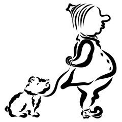 business fat man and his funny proud dog