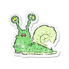 retro distressed sticker of a cartoon snail