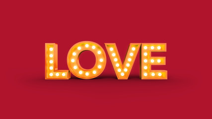 3d love word isolated on white background