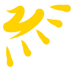 shining sun in the corner on a white background