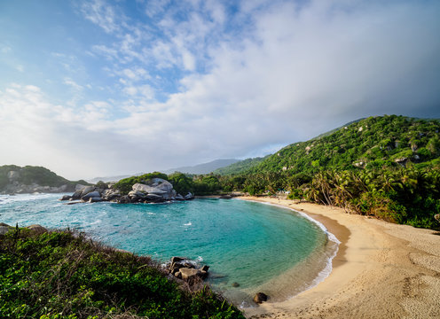 El Cabo San Juan del Guia beach, elevated view, Tayrona National Natural Park, Magdalena Department, Colombia