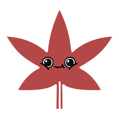 flat color retro cartoon autumnal leaf