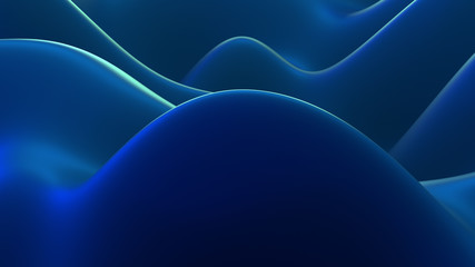 3d render abstract modern wave background. Fluid wave shapes. Deformed surface.