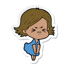 sticker of a cartoon angry woman
