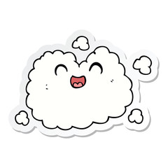 sticker of a cartoon happy smoke cloud
