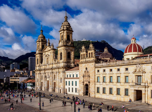 Cathedral of Colombia and Tabernacle Chapel, elevated view, Bolivar Square, Bogota, Capital District, Colombia