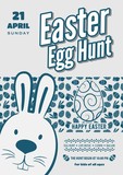 Easter Egg Hunt poster or invitation design with eggs and cute bunny.  Vector illustration.